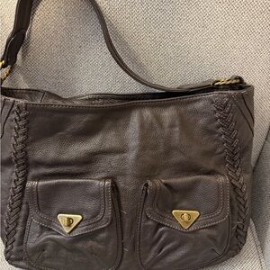 Wilson’s Leather brown leather hobo shoulder bag
